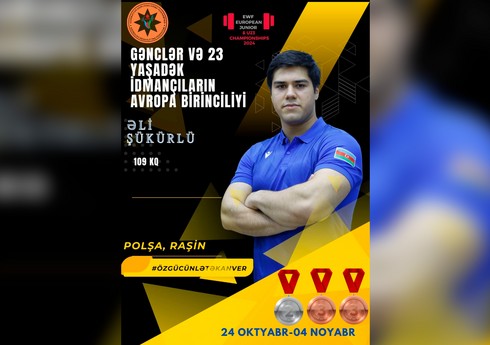 Azərbaycan ağırlıqqaldıranı Polşadakı Avropa birinciliyində üç medal qazanıb