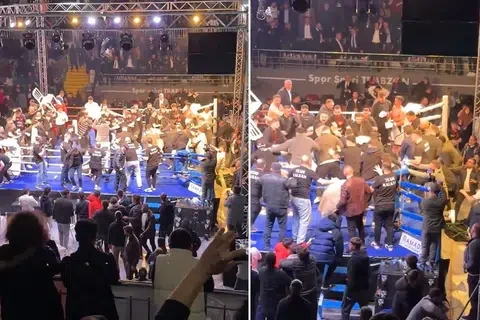 Boks gecəsində şok anlar: Rinqdə kütləvi dava - VİDEO